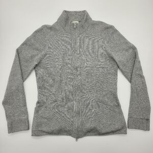 Title Nine Merino Wool Blend Sweater Gray Full 2 Way Zip Pockets Size Medium